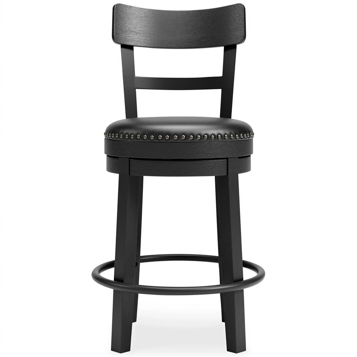 Solid Wood Counter Height Barstool in Black Set of 2 A587555