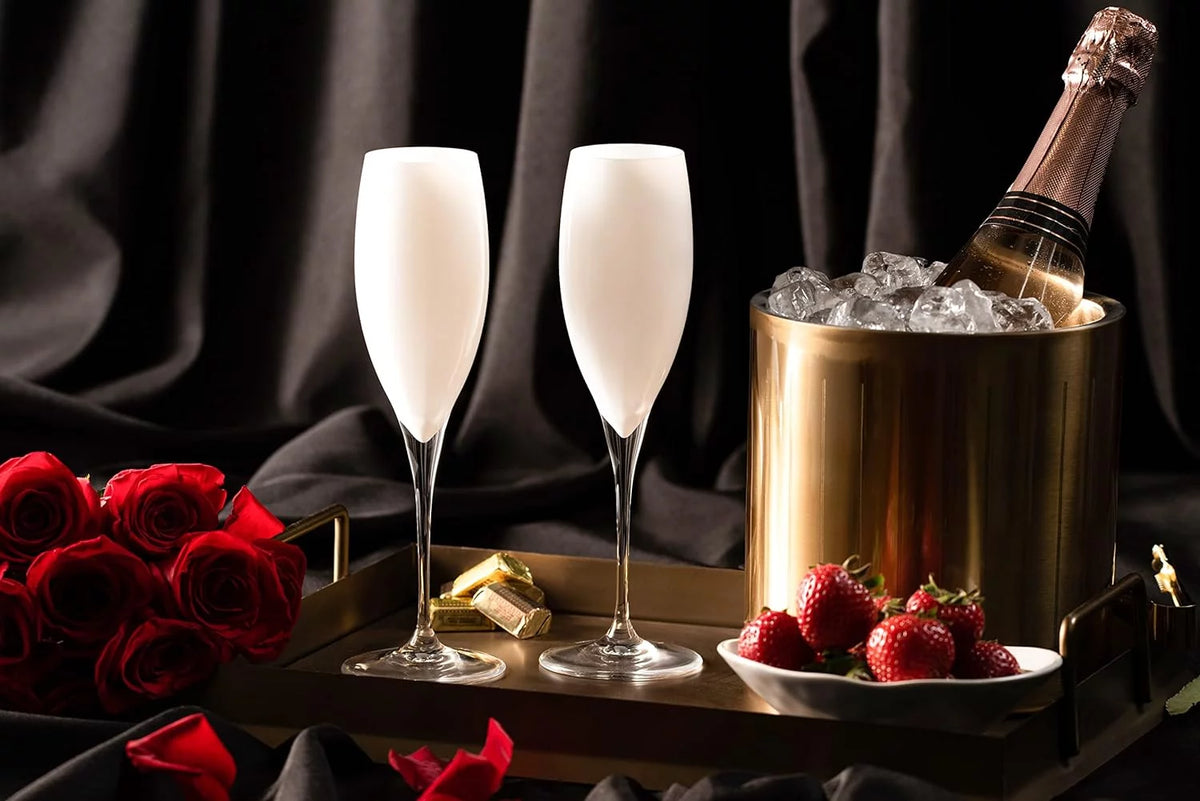 Champagne Flute Glasses Set Of 6 Crystal White 11 Oz Y1274