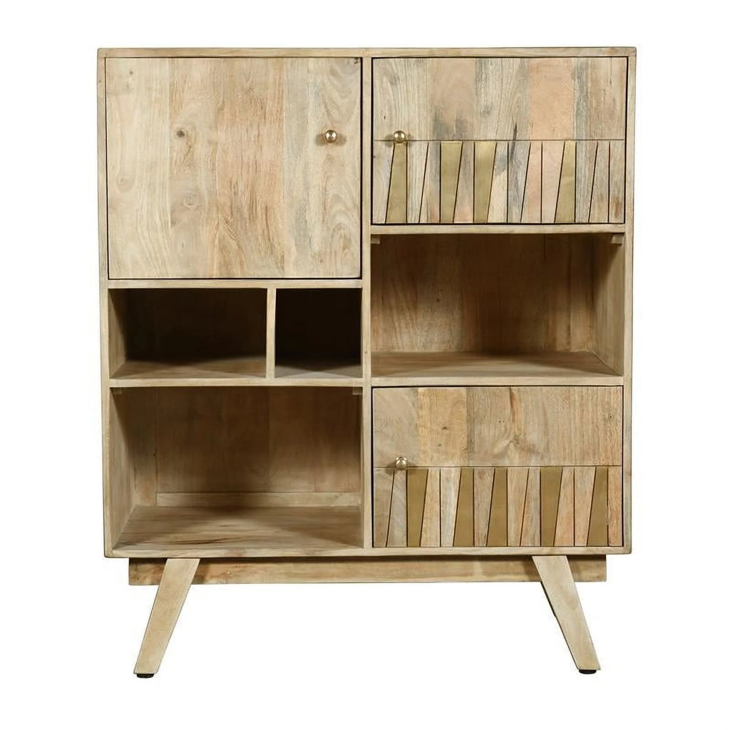 Natural Three Door Tall Wood Cabinet D754478