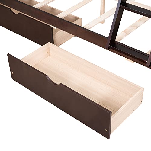 Full Over Full Wood Bunk Bed with Twin Trundle and 4 Drawer L678313
