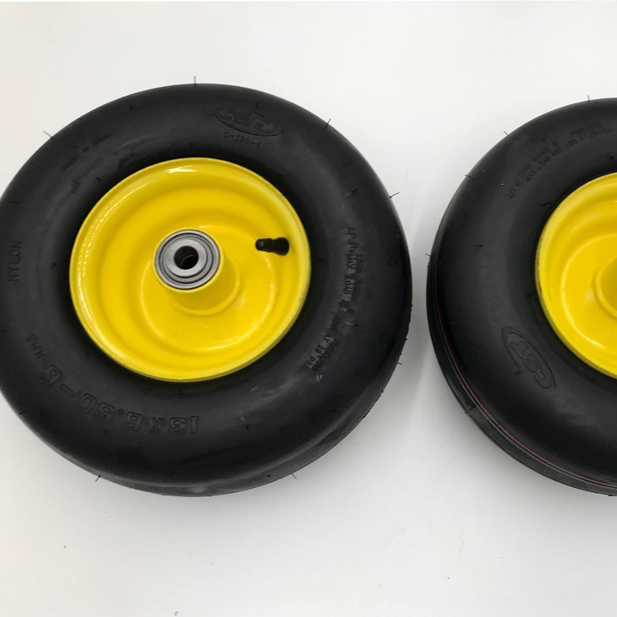 Set of 2 13x6.50-6 Smooth 5/8 Inch Axle Yellow Wheel P374488