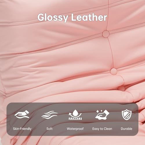 Pink Faux Leather Memory Foam Bean Bag Chair Y62318