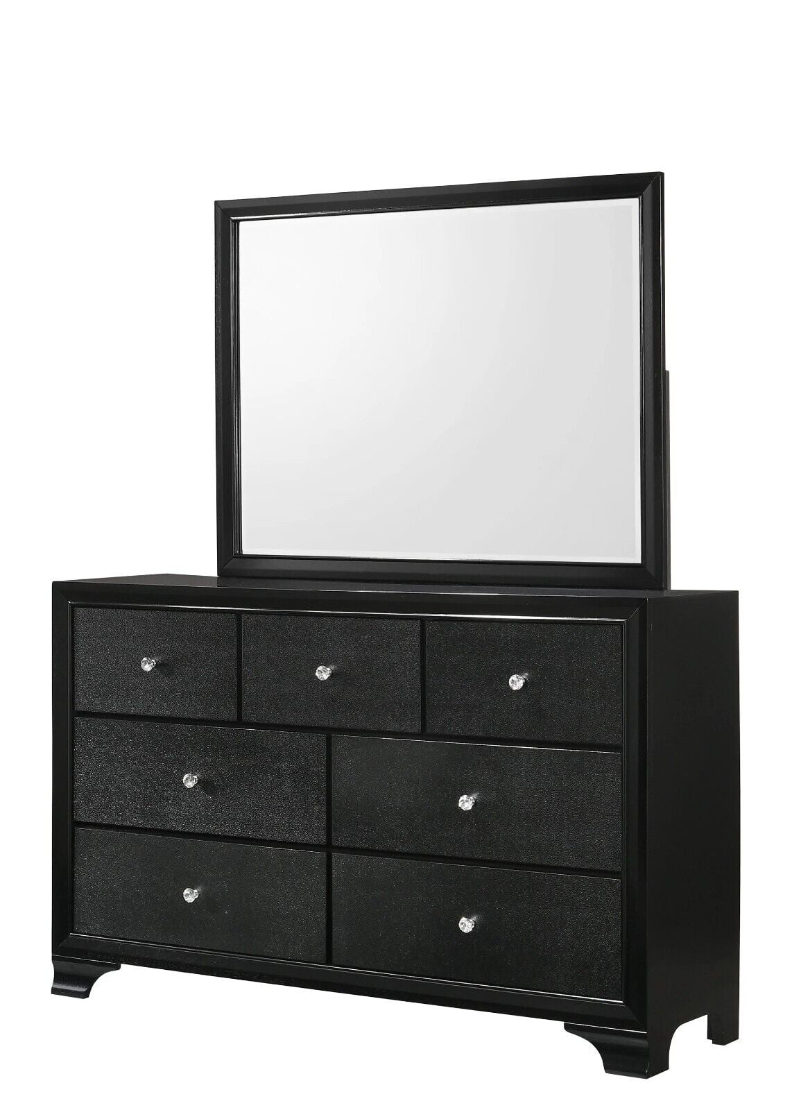 King Size Upholstery LED Bed Dresser Mirror Nightstand Set N127