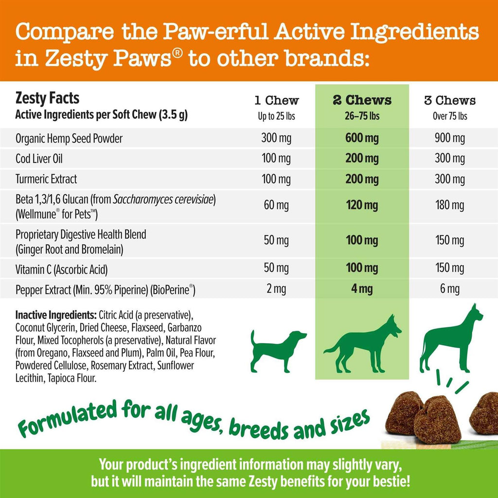 Hemp Cheese Allergy & Immune Bites for Dogs G17951