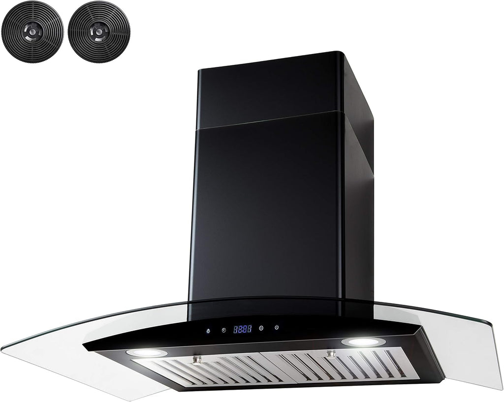 30 in Black Painted Stainless Steel Convertible Wall Mount Range Hood E74269