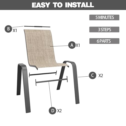 Set of 6 Stackable Textilene Metal Outdoor Chairs C62799
