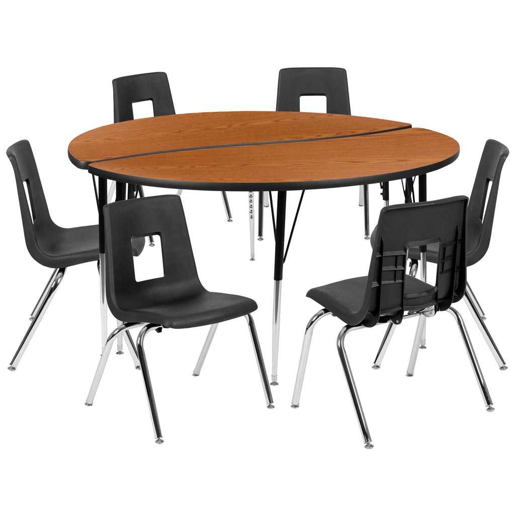 60" Circle Wave Laminate Activity Table Set with 18" Stack Chairs C7160
