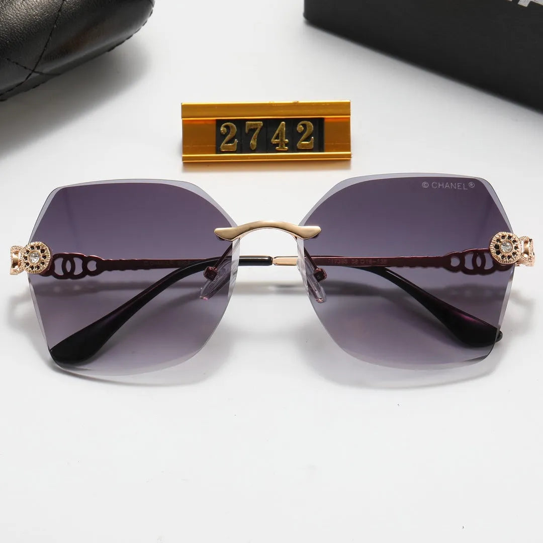 Frameless Rhinestone Flower Polarized Sunglasses U2517