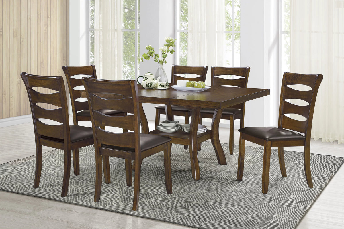 Brown Finish Wood Dining Table with Display Shelf Y4547