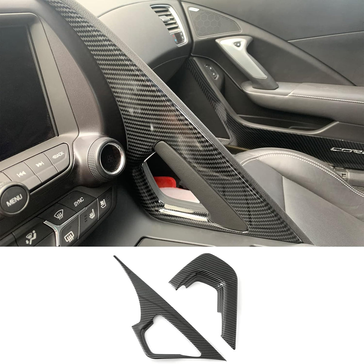 Carbon Fiber Central Control Armrest Cover Trim Pack of 2 X110215