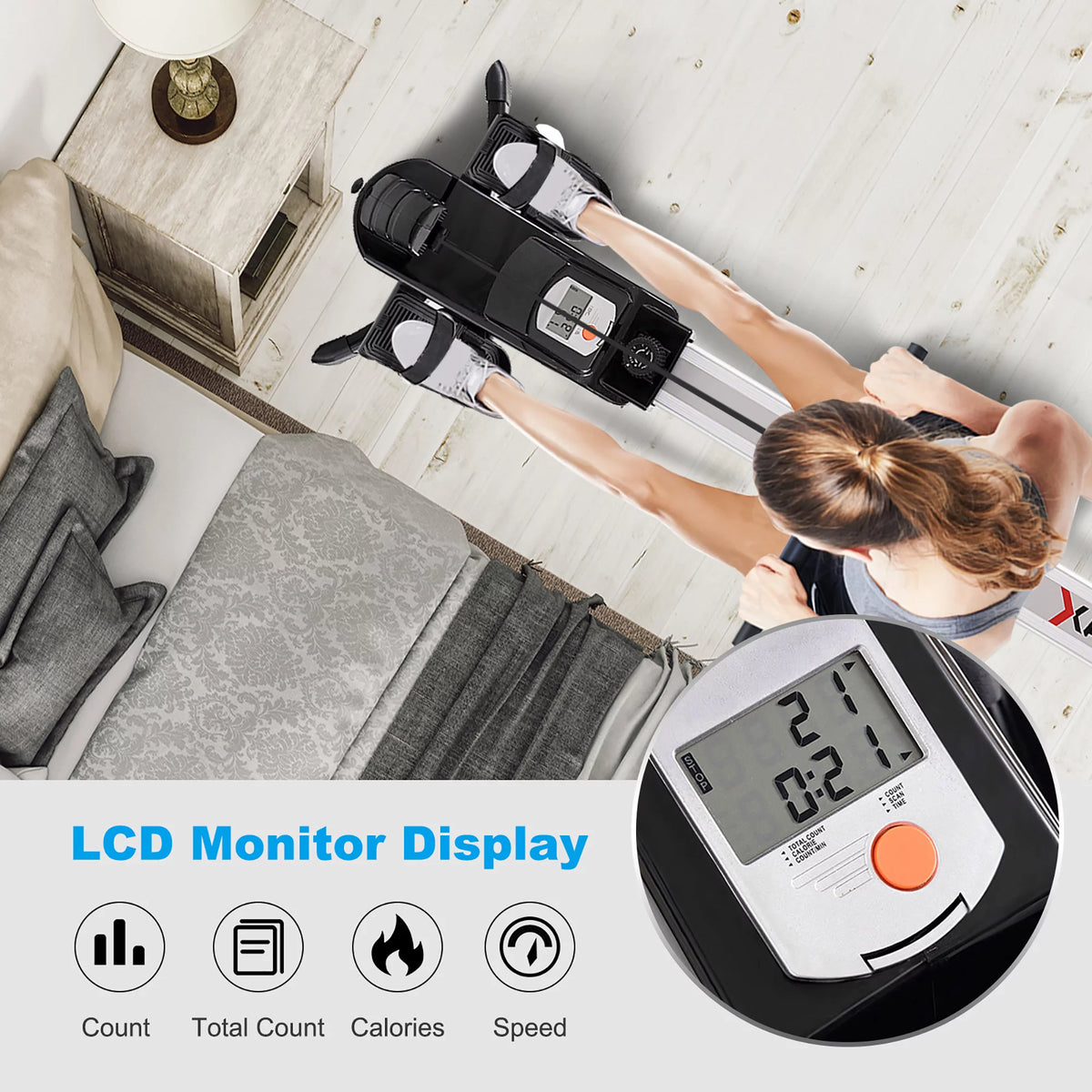 Magnetic Rowing Machine with LCD Display and Adjustable Resistance J98102