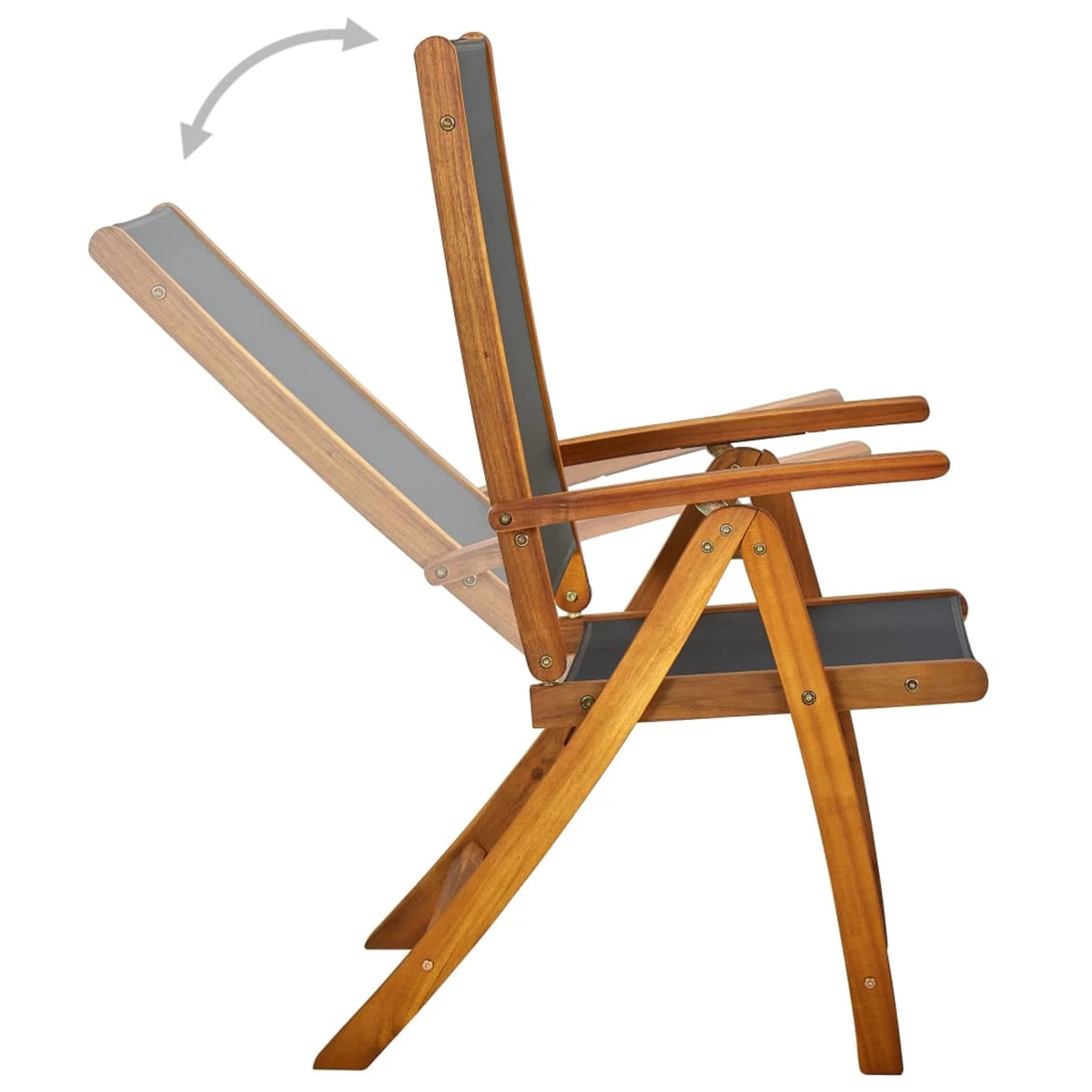 7 Piece Wooden Outdoor Patio Dining Set Folding Table 6 Foldable Adjustable Chairs M440025