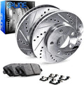 Rear Drilled and Slotted Brake Rotors with Ceramic Brake Pads and Hardware Kit Z661815