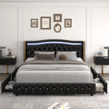 White Queen Size LED Platform Bed with 4 Storage Drawers M534