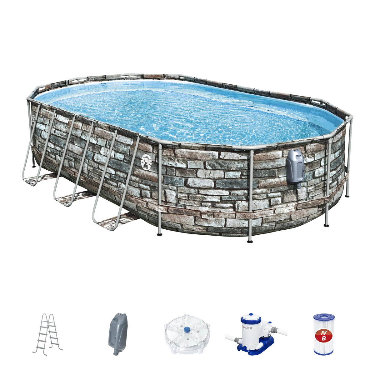Coleman 20' Power Steel Comfort Jet Oval 48 Deep Metal Frame Above Ground Pool L9399