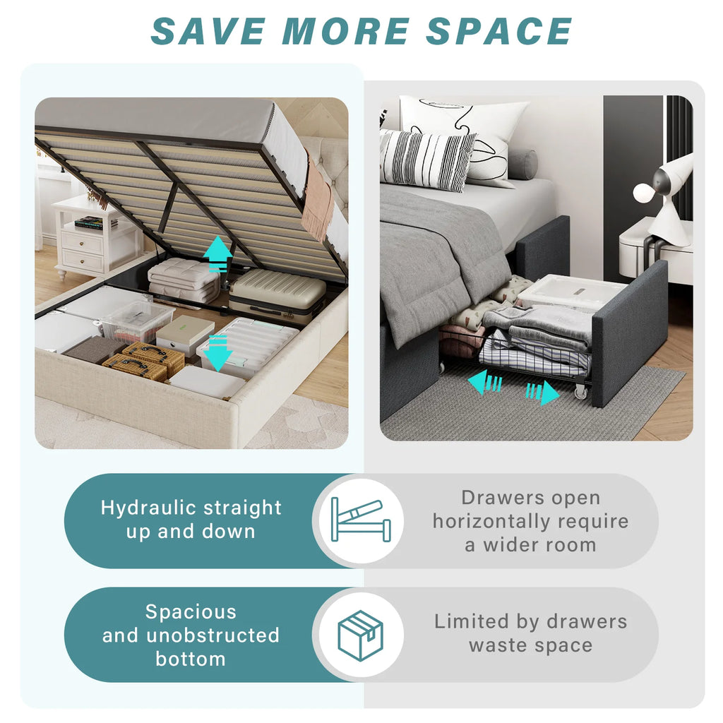 Queen Size Lift Up Storage Bed Frame U222191