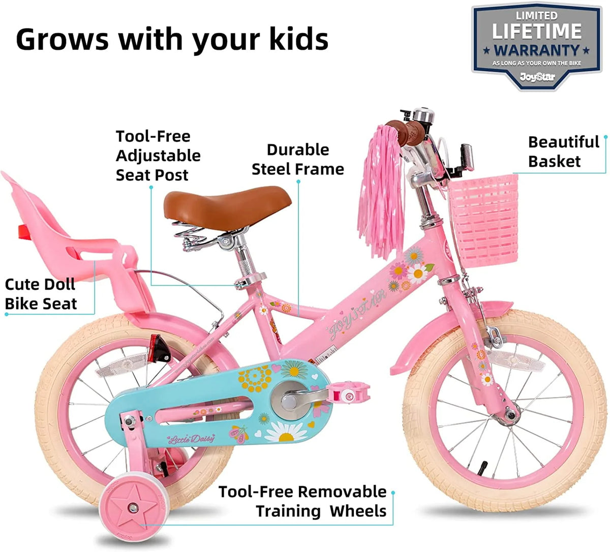 14 Inch Kids Bike with Training Wheels Blue J32613