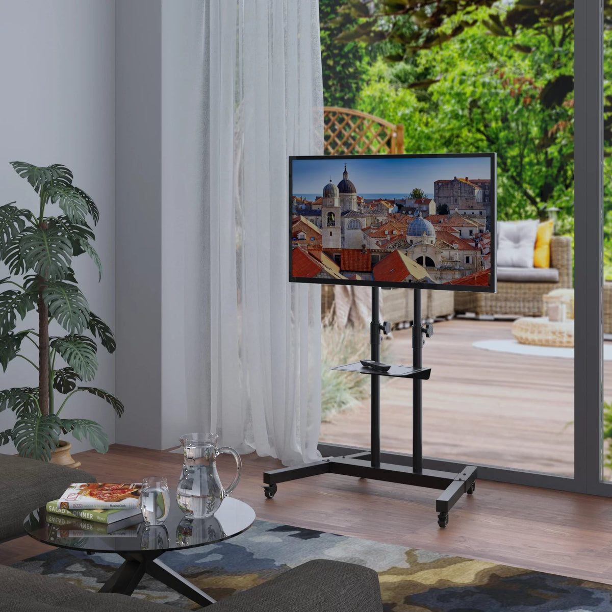Black Rolling TV Cart for 32 to 65 inch TVs Z687
