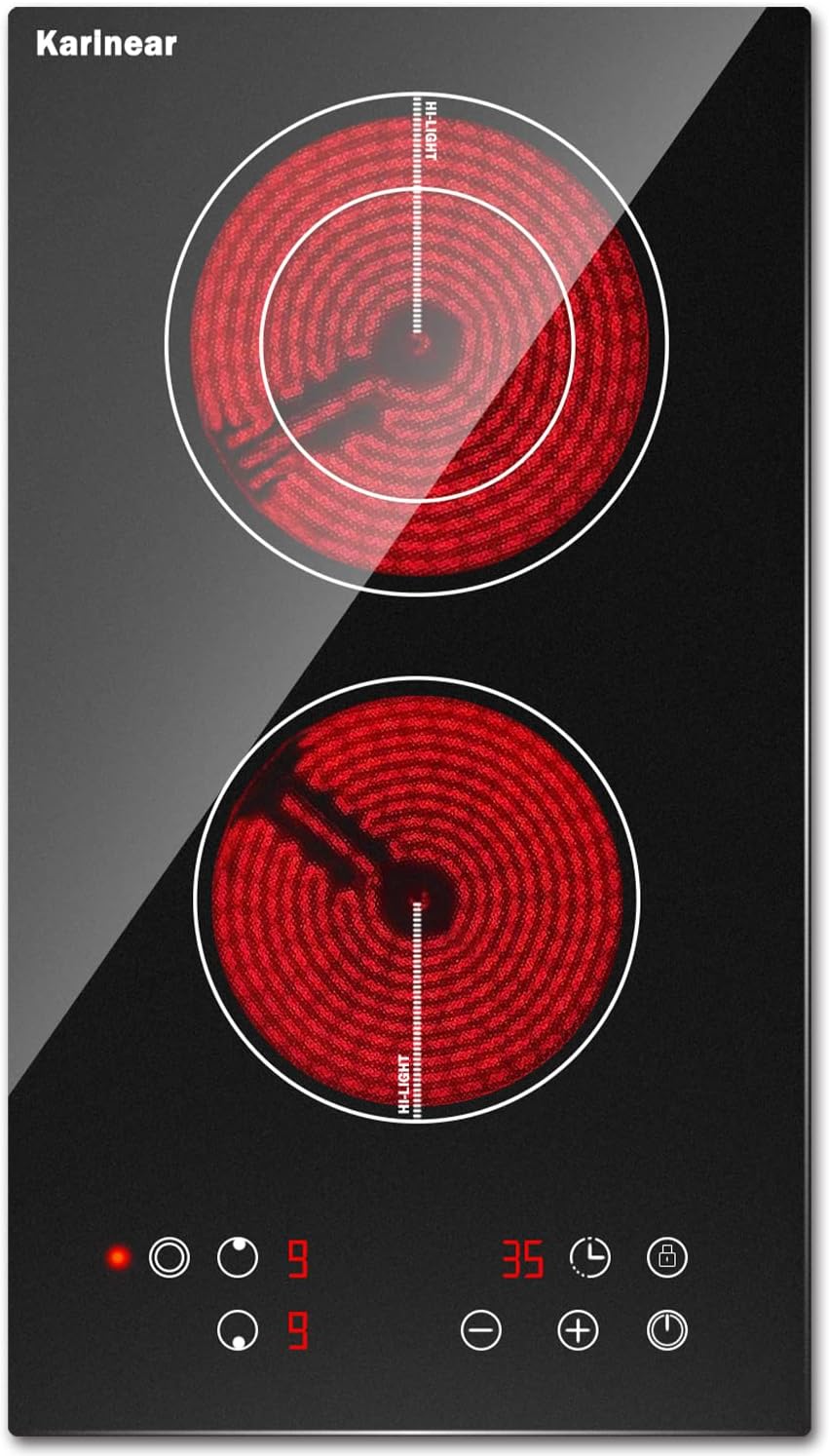 2 Burner 12 Inch Electric Radiant Cooktop 3200W F446