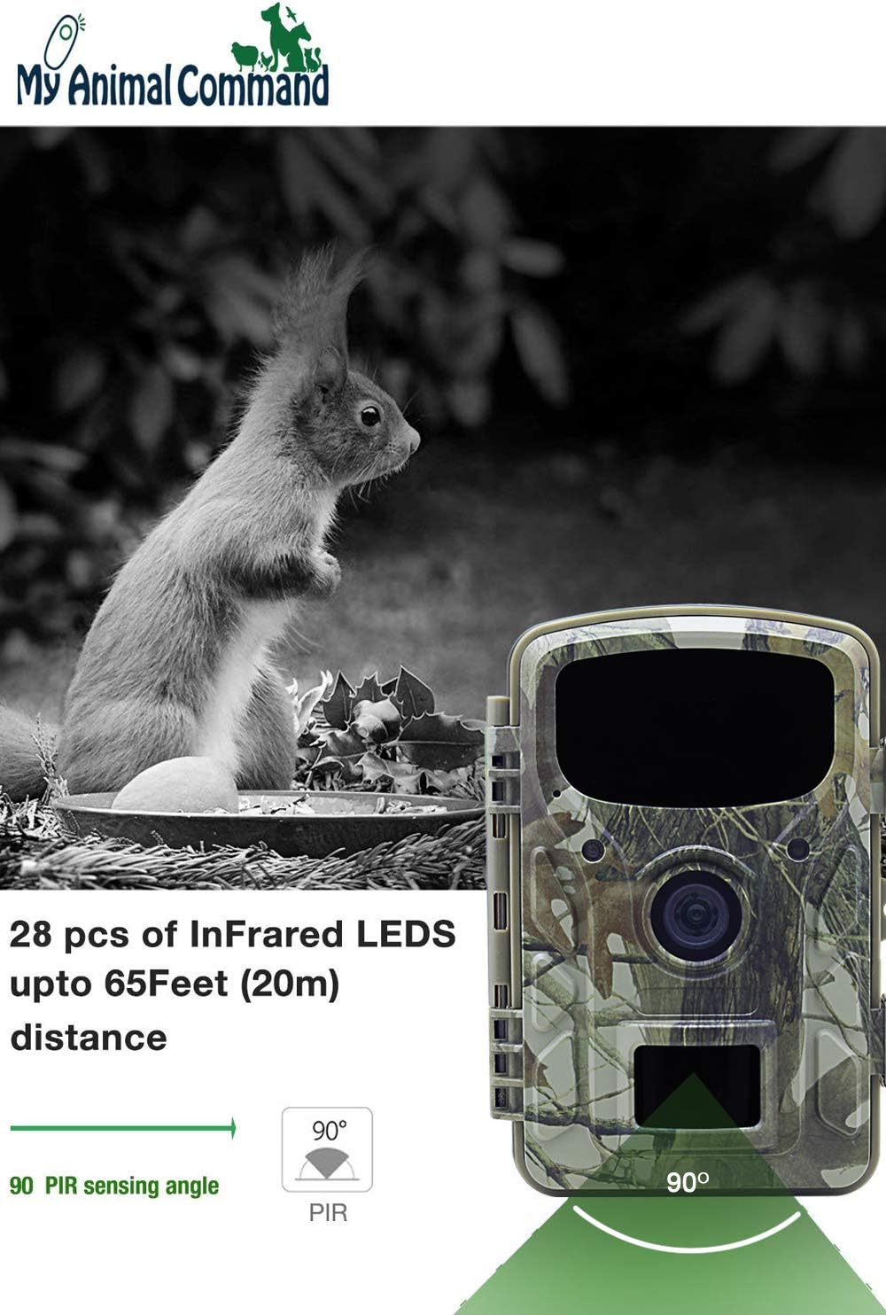 Solar Trail Camera 16MP 1080p Night Vision Motion Activated IP66 Waterproof K16718