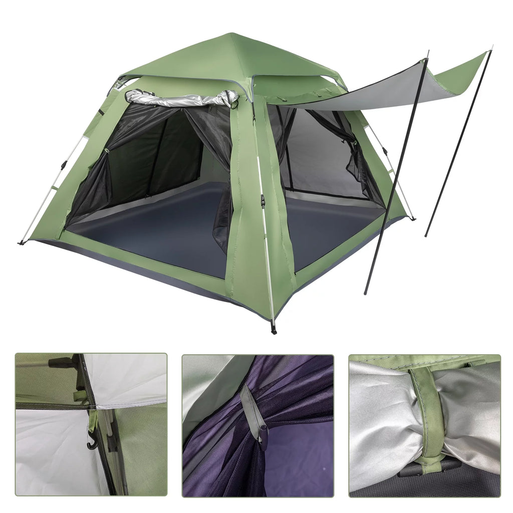 Camping Instant Tent 4 Person Waterproof Green J327457