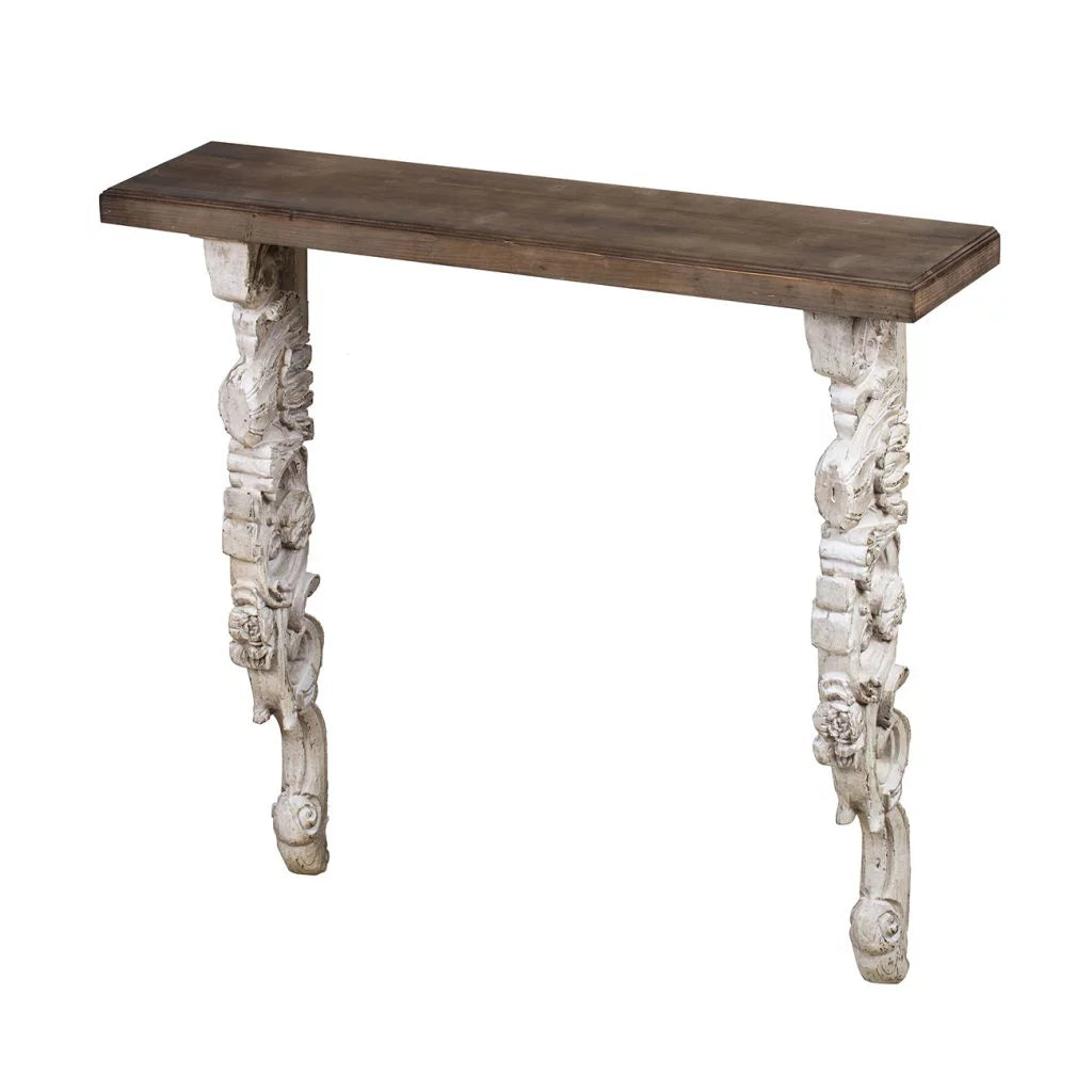 White and Brown Abstract Patterned Wall Mount Shelf G48047