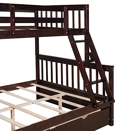 Full Over Full Wood Bunk Bed with Twin Trundle and 4 Drawer L678313