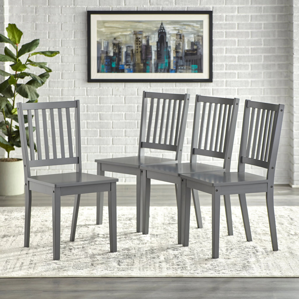 Solid Wood Slat Back Dining Chairs Set of 4 Charcoal Grey L26879