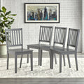 Solid Wood Slat Back Dining Chairs Set of 4 Charcoal Grey L26879