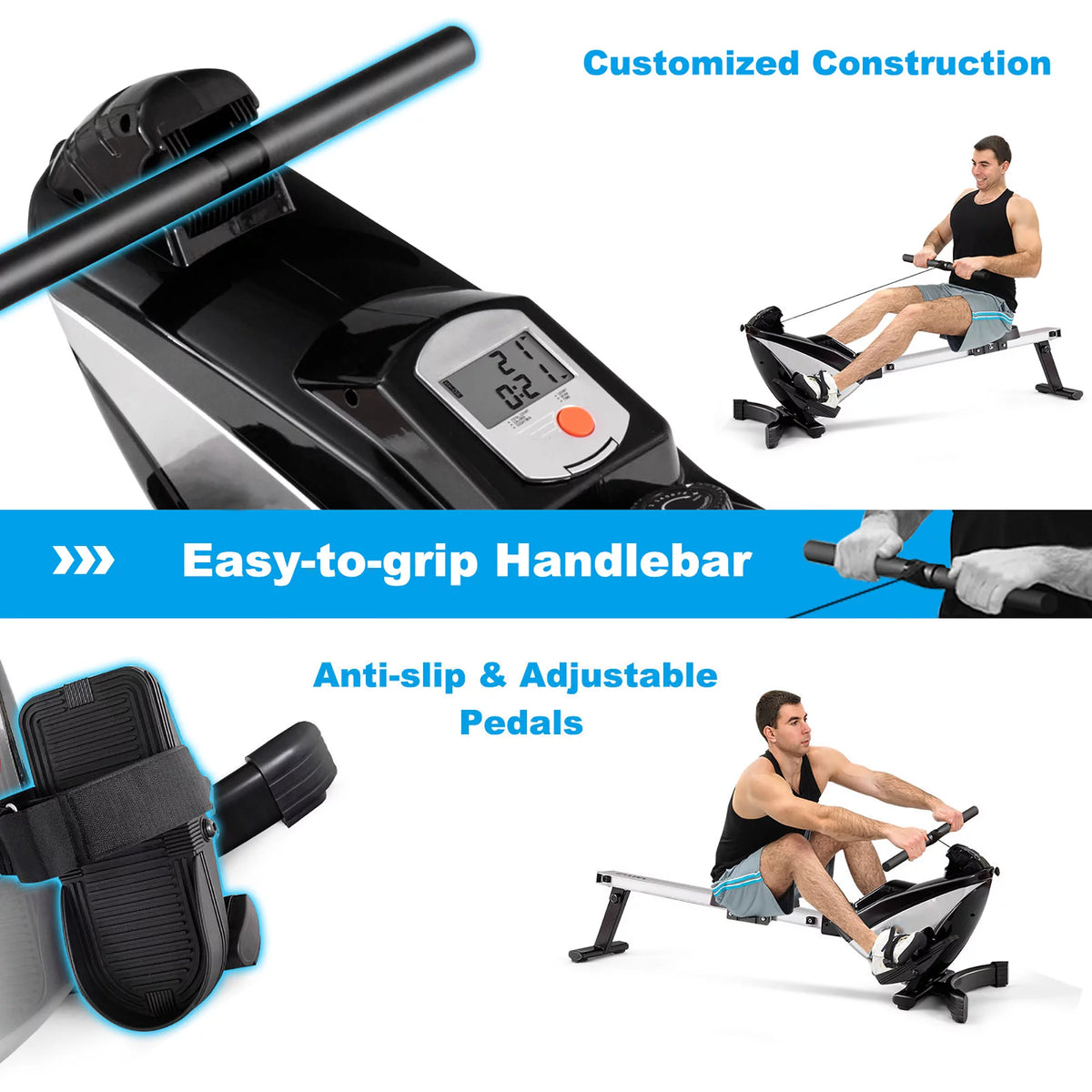 Magnetic Rowing Machine with LCD Display and Adjustable Resistance J98102