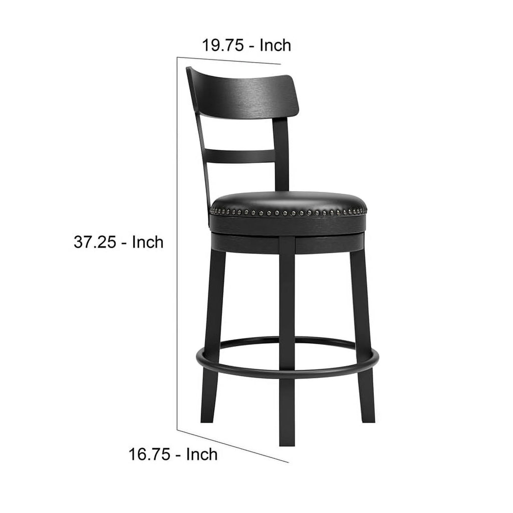 Solid Wood Counter Height Barstool in Black Set of 2 A587555