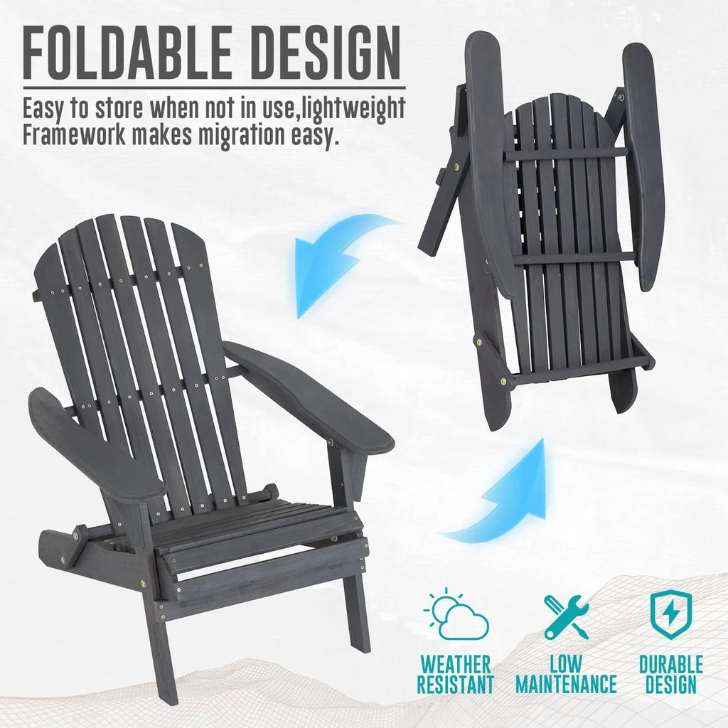 Folding Adirondack Chair Set of 2 Grey X533