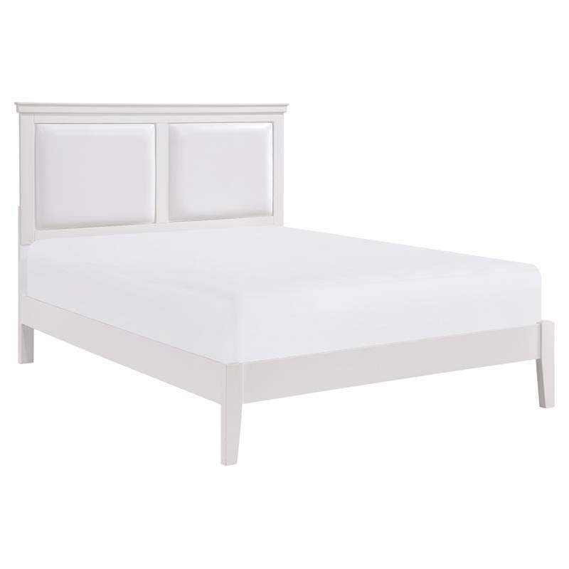 White California King Wood and Faux Leather Bed M8402
