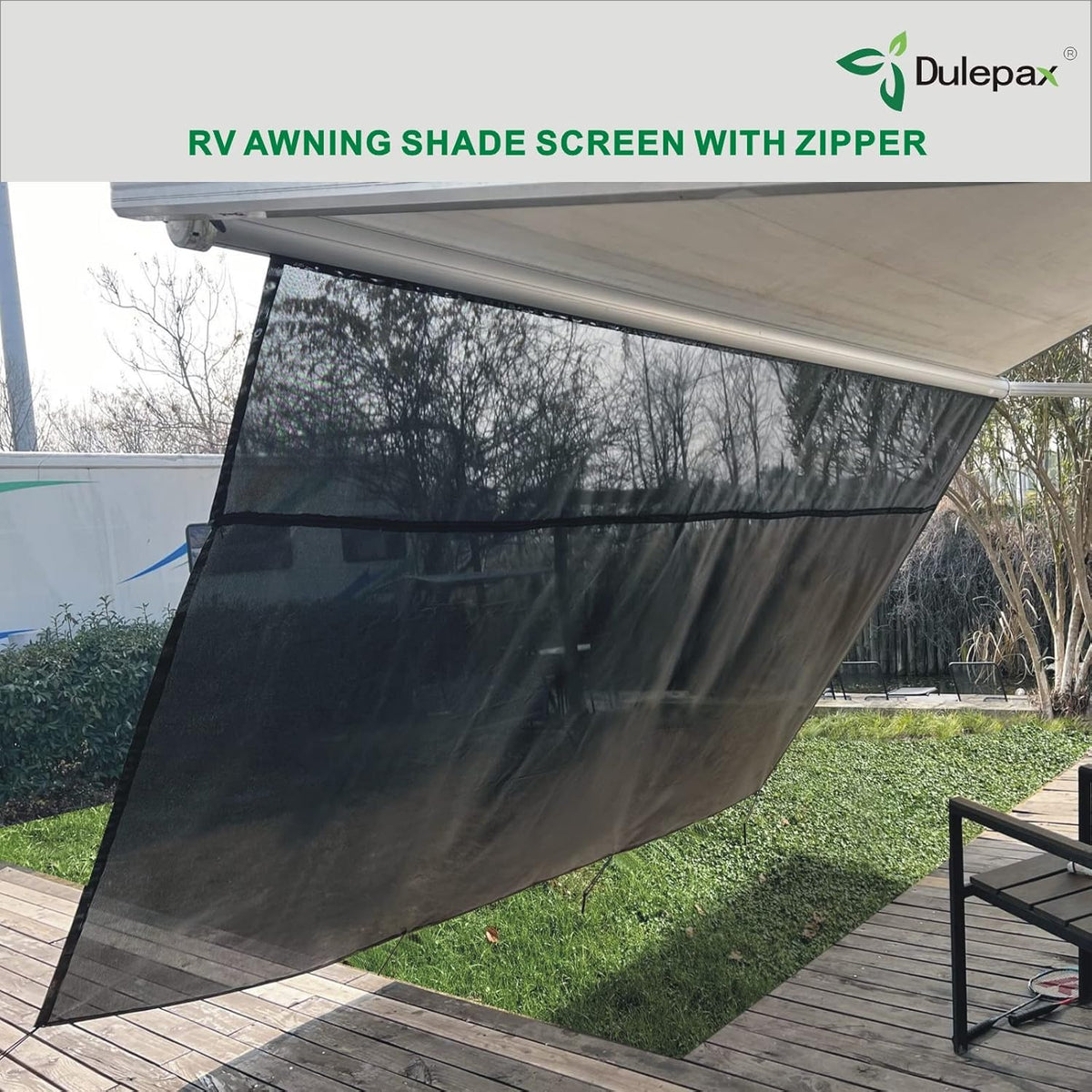 RV Awning Shade Screen with Zipper 8'X18'3'' P442