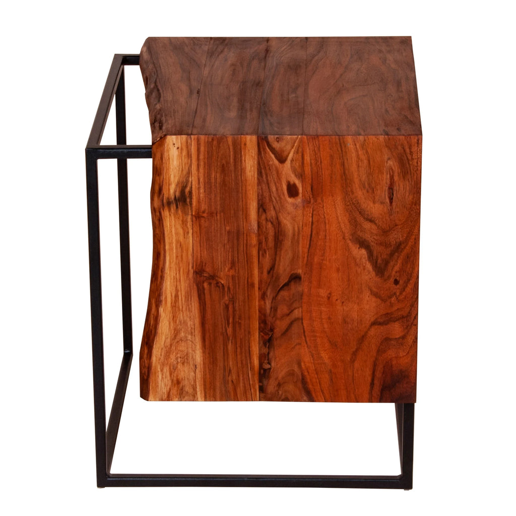 21 Inch Solid Acacia Wood Live Edge Side Table L899