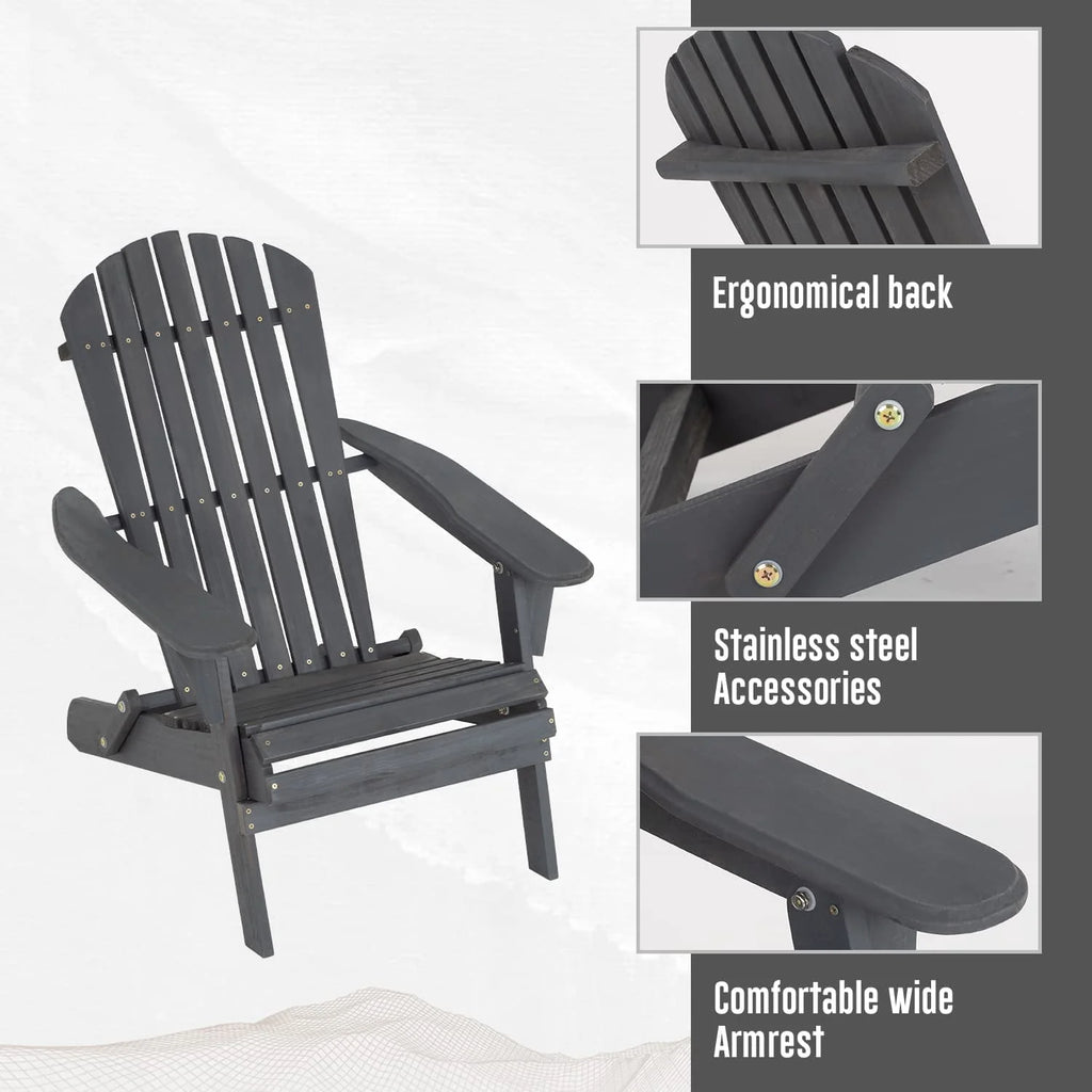 Folding Adirondack Chair Set of 2 Grey X533