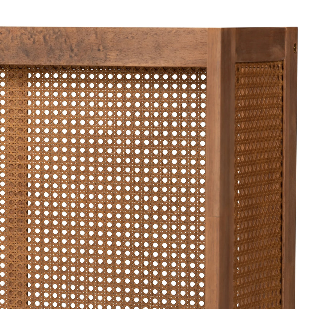 King Wood and Rattan Headboard Q4032