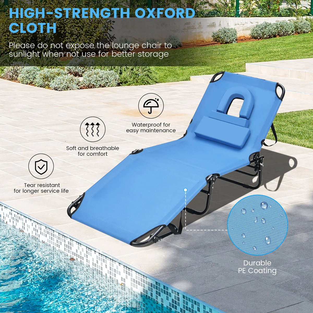 Beach Chaise Lounge Chair with Face Hole Pillows Z8277