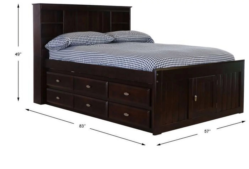 Full Size Bed Frame with Headboard and 6 Drawers K63260