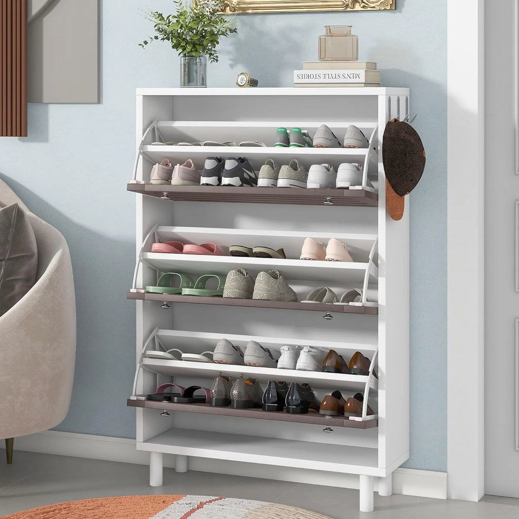 Slim Shoe Cabinet with 3 Flip Drawers V712236