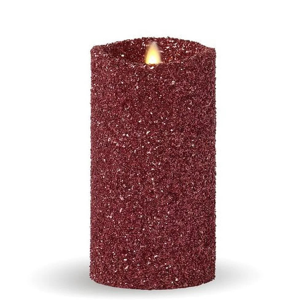 Blue Glitter Pillar Candle M8106
