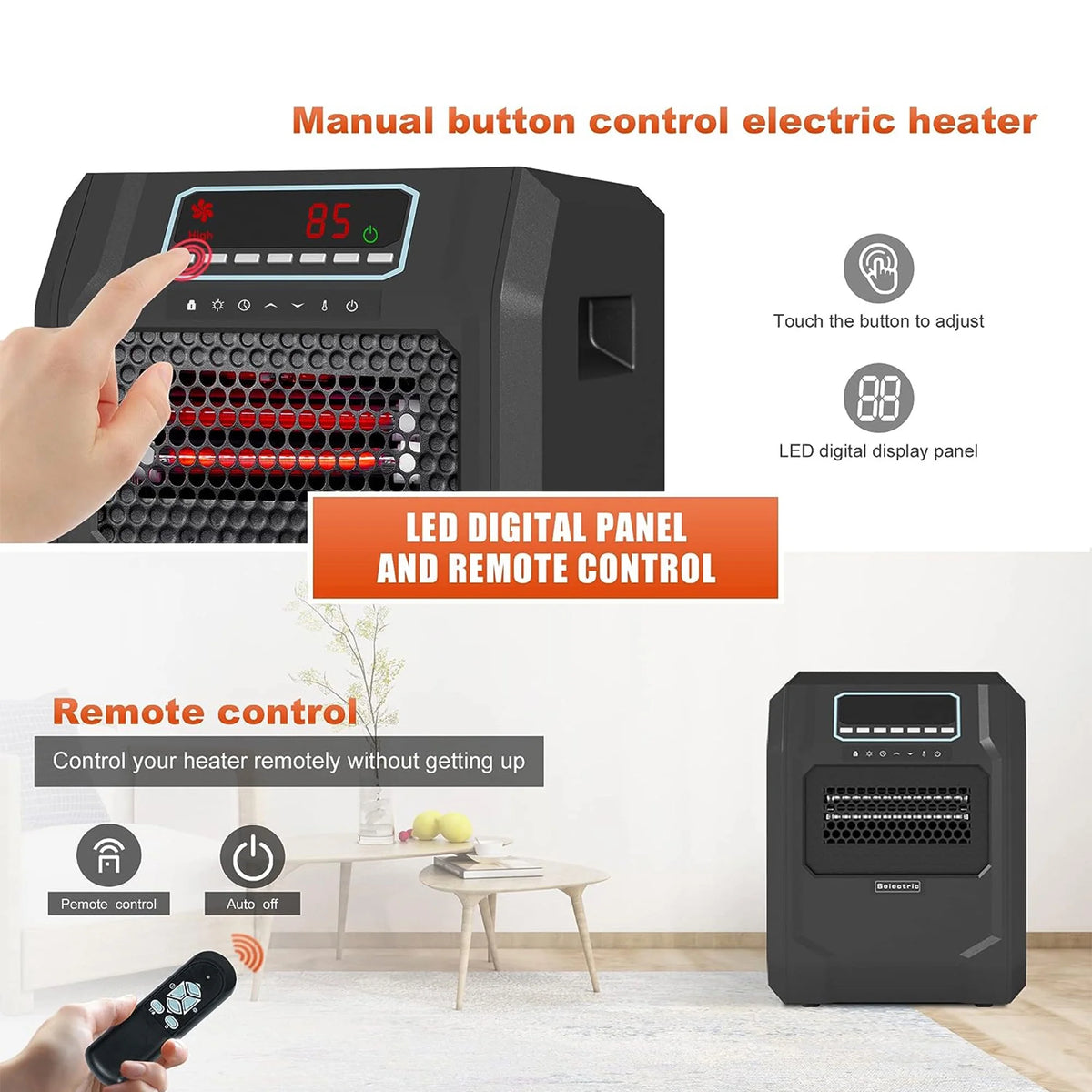 Black Electric Radiant Space Heater 2 Pack D542995