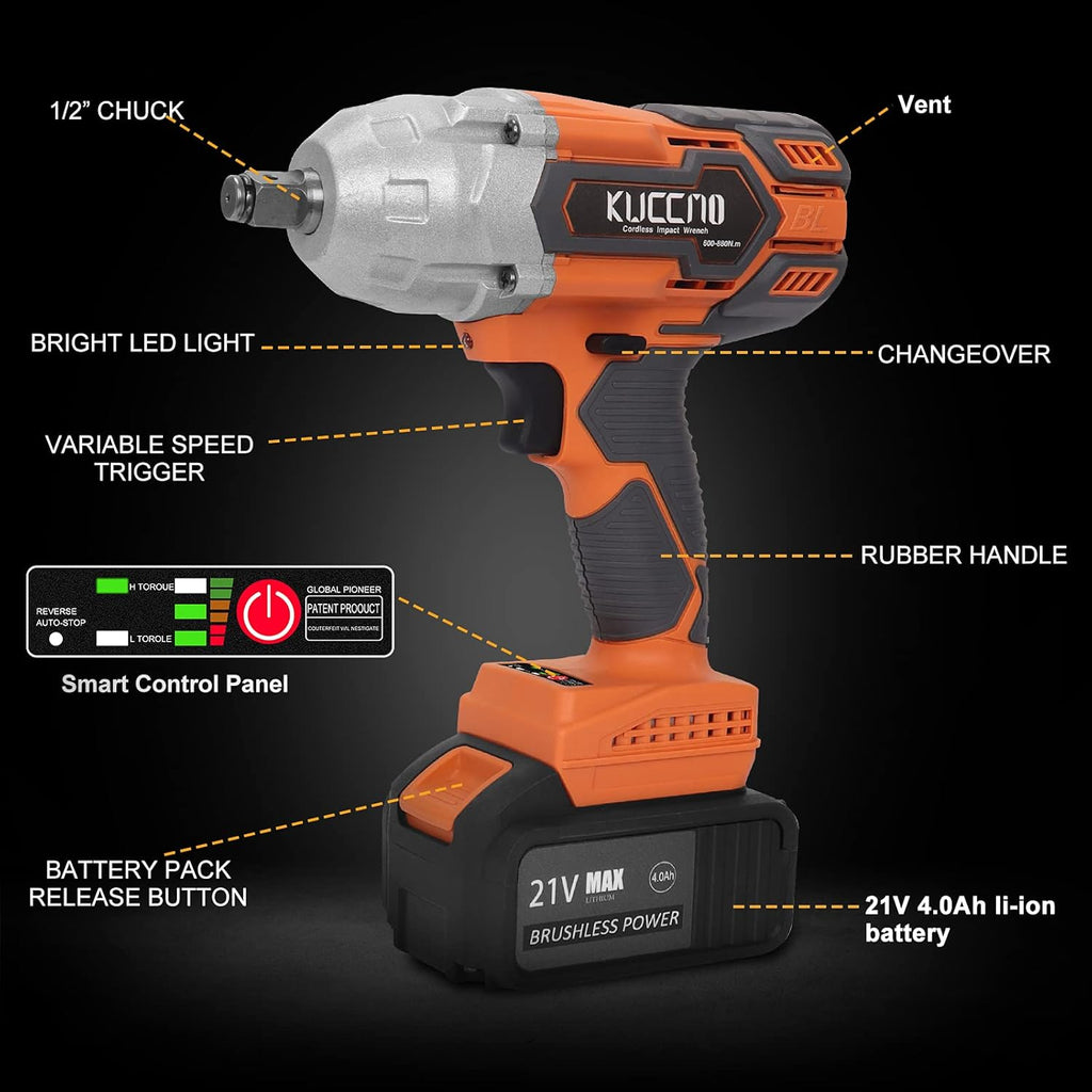 21V Cordless Impact Wrench Kit 4.0Ah Li-ion Battery M924