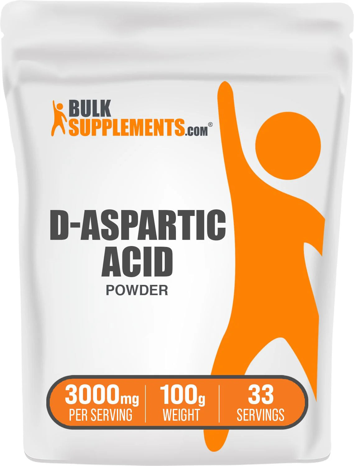 D-Aspartic Acid Powder 3000mg Unflavored Gluten Free 100g F2124