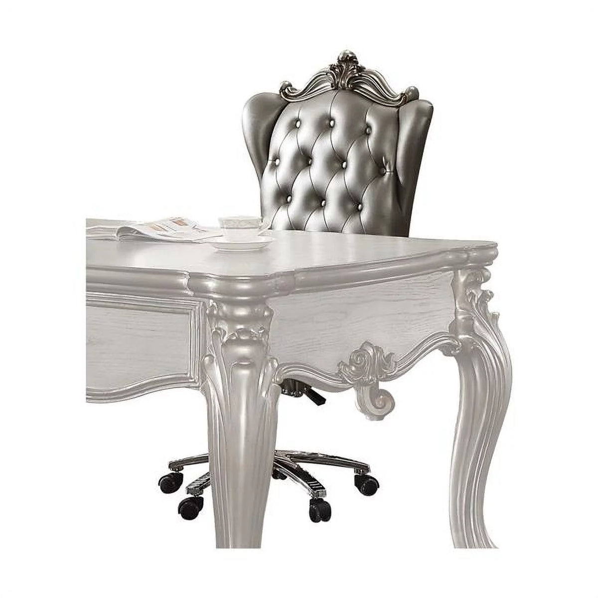 Silver PU Poly Resin Executive Chair with Swivel & Lift G683
