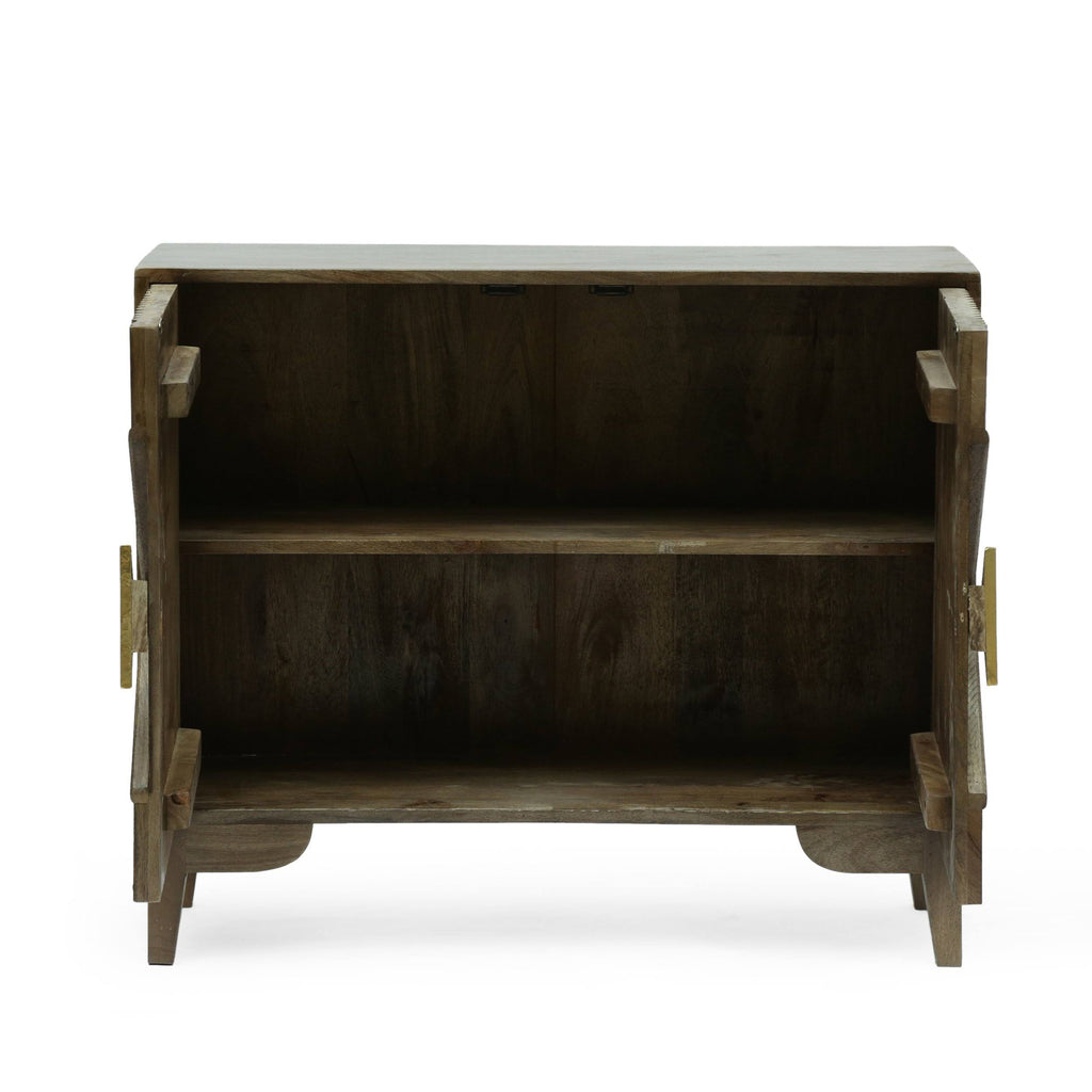 Light Gray 2 Door Mango Wood Cabinet M23758