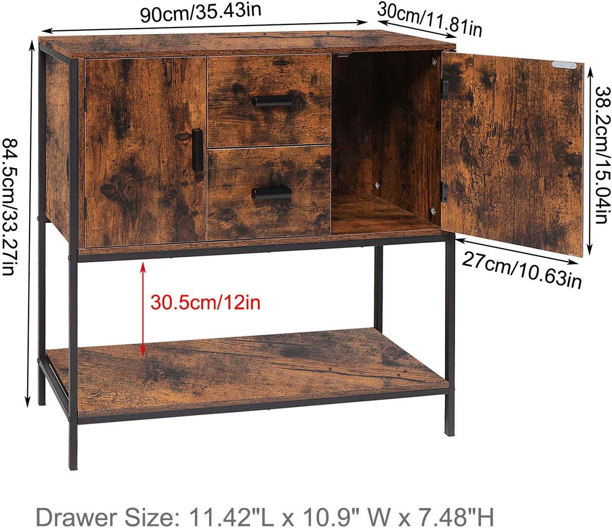 Rustic Brown Storage Cabinet with 2 Drawers and 1 Open Shelf W933