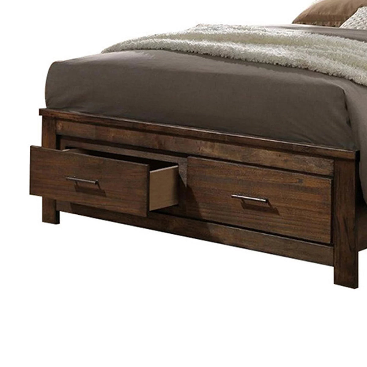 Wooden Queen Size Bed with Storage Drawers N4297