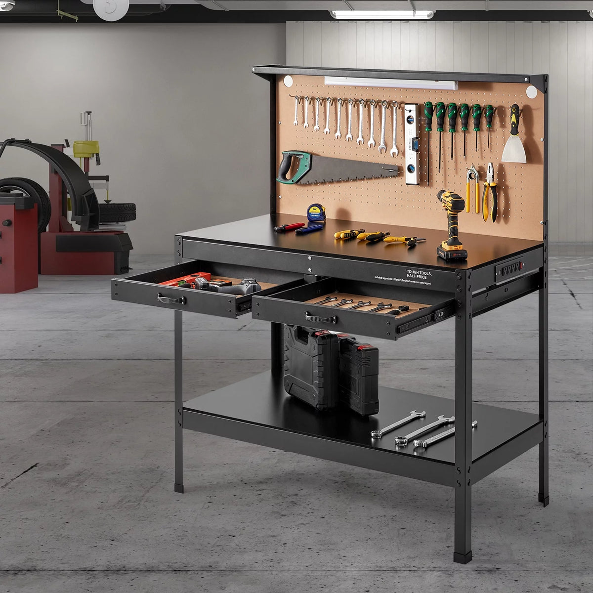 48x24" Steel Workbench with Pegboard and Power Outlets I291858