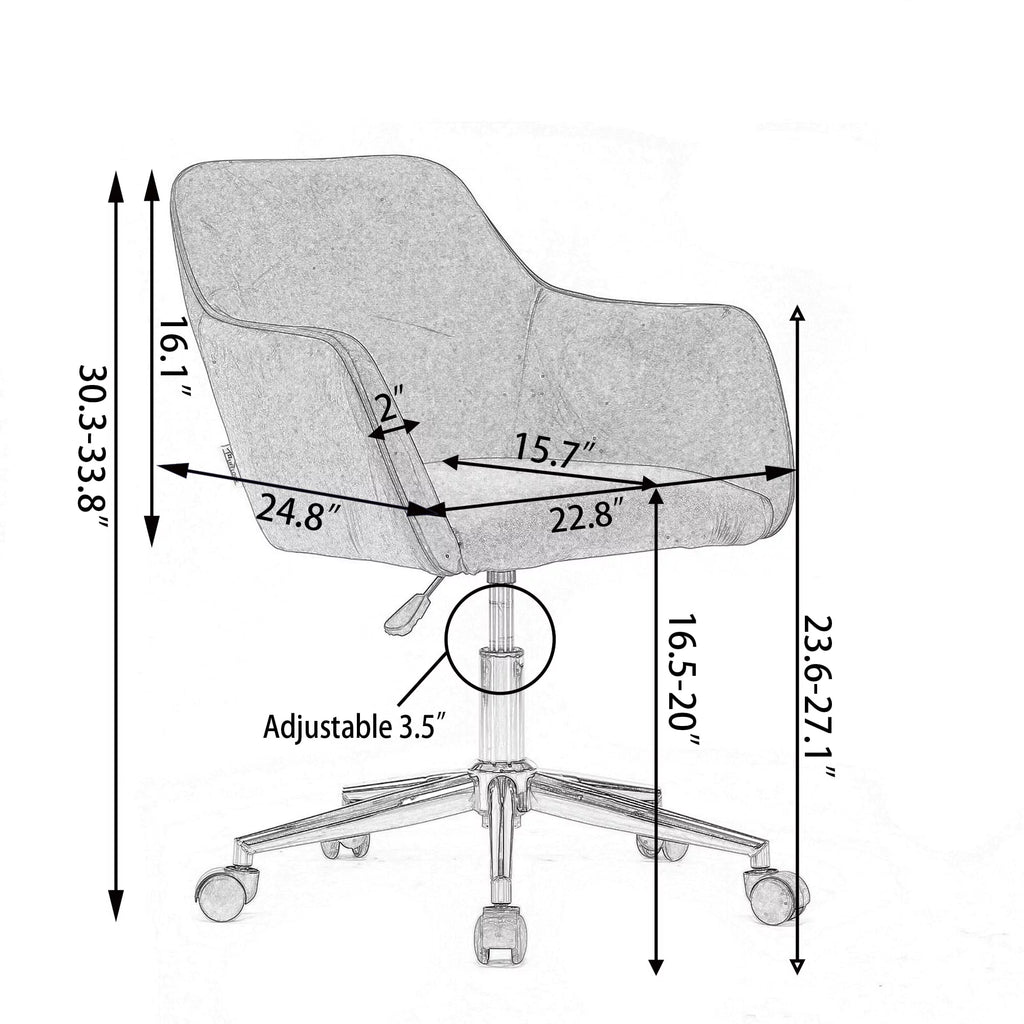 Aqua Light Blue Velvet Adjustable Height Office Chair F7496